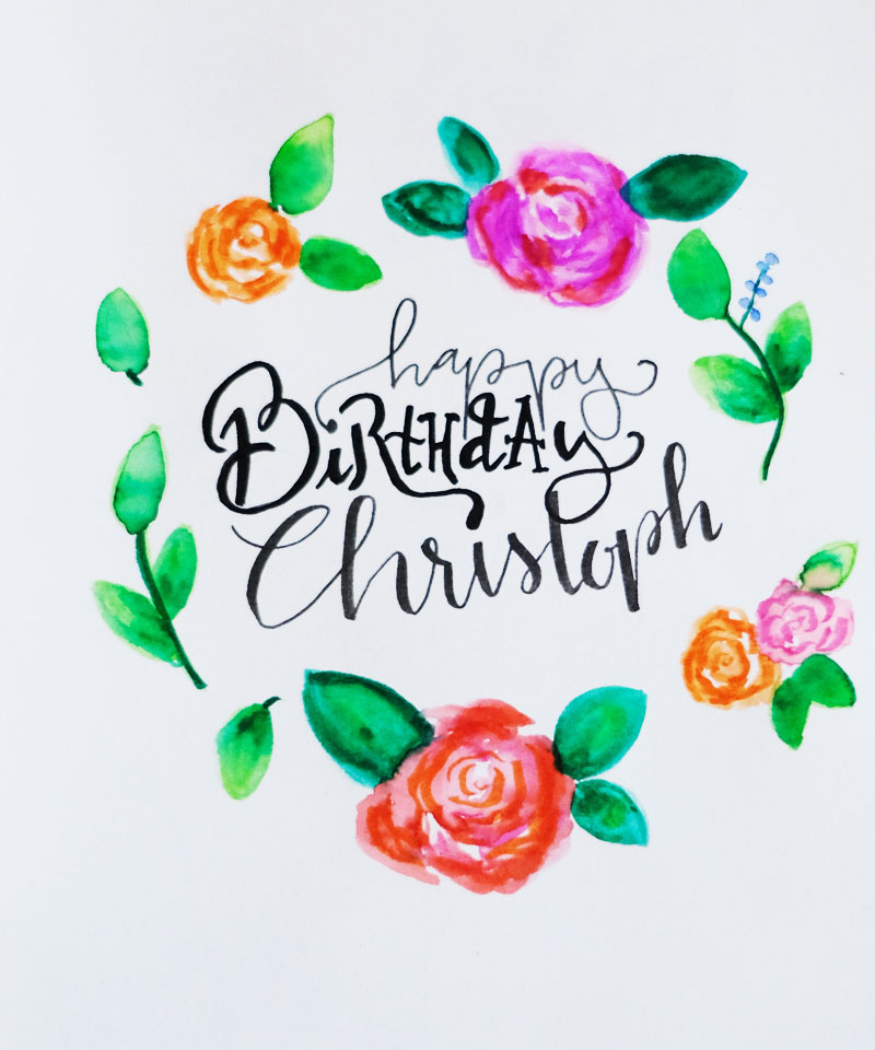 Handlettering "Happy Birthday Christoph"